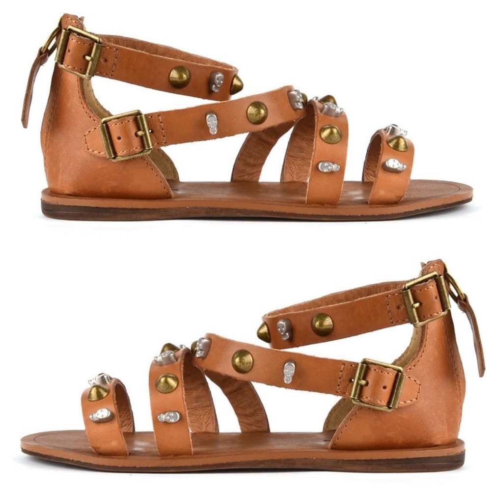 Ash Kids Girls Diabolo Caramel Studded Skeleton Skull Sandals 35 5